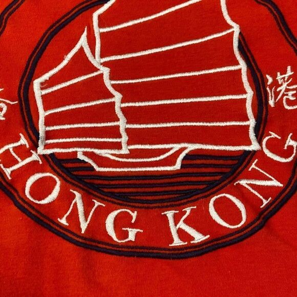 Vintage Single Stitch Dim Sum Shirts Red Embroidered Hong Kong T-Shirt Medium - Picture 5 of 12